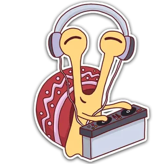 🎧 caracol, dj, música, fones de ouvido, toca-discos, desenho animado, animal, fofo telegram sticker