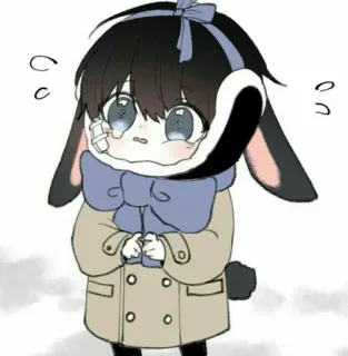 📖 Anime, Dibujos animados, Triste, Conejo, Conejito, Llorar, Llorando, Vendaje whatsapp sticker