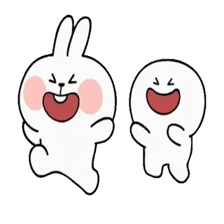 🏃‍♀ rabbit, cartoon, cute, happy, laughing, emoji whatsapp sticker
