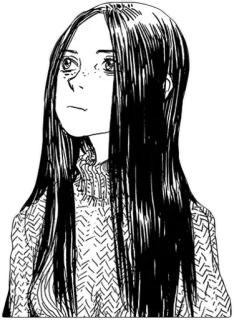 💫 девушка, длинные волосы, свитер, манга, портрет, иллюстрация, аниме telegram sticker