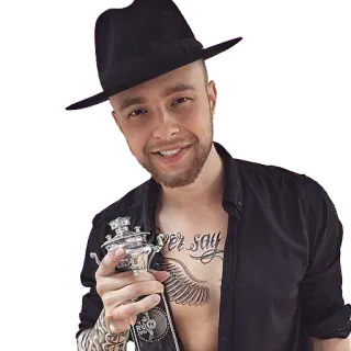 🏆 Never say uomo, cappello, tatuaggio, sorriso, premio telegram sticker