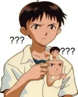 🌟 Shinji Ikari Neon Genesis Evangelion ??? Anime, Frage, verwirrt, Shinji, Evangelion, Meme telegram sticker
