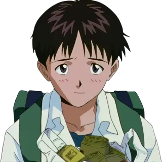 😳 Shinji Ikari Neon Genesis Evangelion anime, sad, eva, pilot, nerv telegram sticker