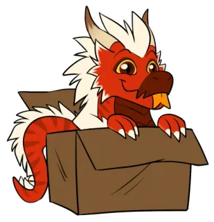 📦 มังกร, กล่อง, น่ารัก, การ์ตูน, สีแดง, สัตว์, แฟนตาซี telegram sticker