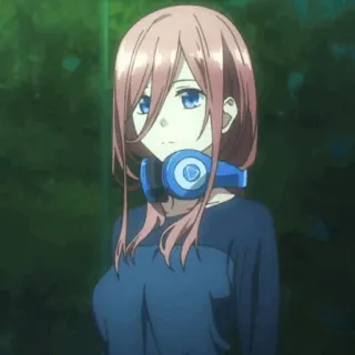 🐾 Miku Nakano The Quintessential Quintuplets Anime, Manga, Cuffie, Carino, Ragazza, Miku, Nakano telegram sticker