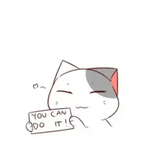 🤔 YOU CAN DO IT! cat, encouragement, motivational, cute, illustration telegram sticker