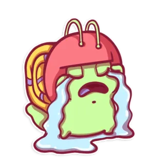 😭 ốc sên, khóc, buồn, mũ bảo hiểm, hoạt hình, nhãn dán, cảm xúc whatsapp sticker
