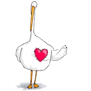 ❤ 새, 사랑, 하트, 귀여운, 흰색, 펠리컨 telegram sticker