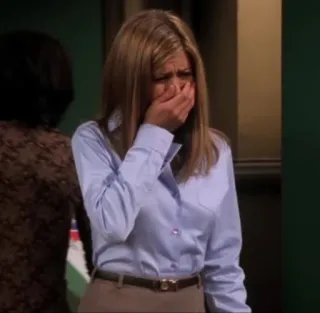🦞 Rachel Green Friends femme, triste, pleurs, émission télé, NBC telegram sticker