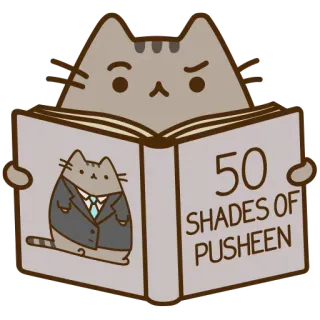 📖 Pusheen 50 SHADES OF PUSHEEN pusheen, 猫, 本, パロディ, フィフティ・シェイズ telegram sticker