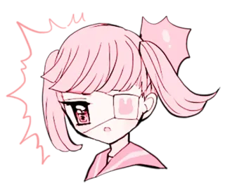 😧 garota anime, fofo, rosa, patch, chibi, mangá telegram sticker