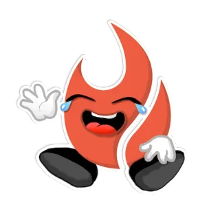 😂 feu, flamme, dessin animé, rire, emoji, autocollant telegram sticker