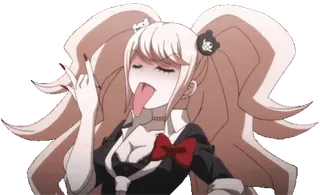 😜 Junko Enoshima Danganronpa Anime, Charakter, Mittelfinger, Beleidigend, Zunge raus, Junko Enoshima, Danganronpa whatsapp sticker