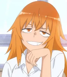 😏 Anime, Mädchen, arrogant, orange Haare telegram sticker