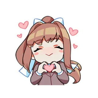 😘 Monika Doki Doki Literature Club! anime, chibi, cartoon, sticker, cute, Doki Doki Literature Club! telegram sticker