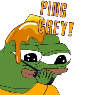 🆙 Pepe the Frog PING GREY! เปเป้, กบ, วิทยุสื่อสาร, ปิง, สีเทา, มีม telegram sticker