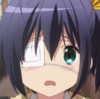 🙁 anime, girl, eye patch, cute, cartoon telegram sticker