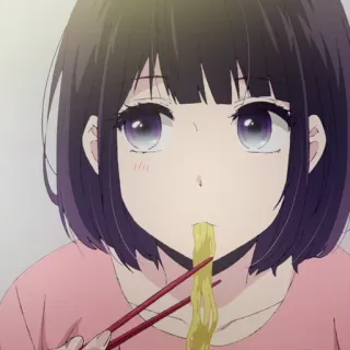 🎐 Anime, Mädchen, Essen, Nudeln, Essstäbchen, Essen telegram sticker