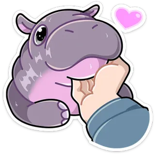 ☺ hipopotam, zwierzę, słodki, kreskówka, zwierzak, kawaii, miłość, ręka telegram sticker