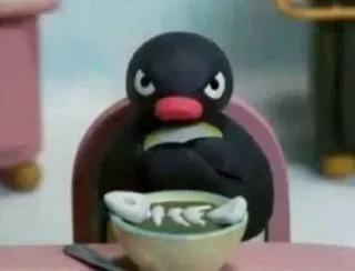 😡 Pingu pinguino, cartone animato, arrabbiato, cibo, animazione whatsapp sticker
