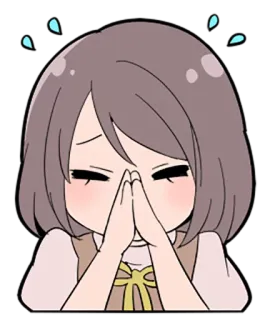 🙏 动漫, 女孩, 可爱, 抱歉, 脸红, 恳求 telegram sticker