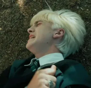 🐍 Draco Malfoy Harry Potter mago, magia, triste, llorando, estudiante telegram sticker