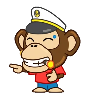 🤣 ลิง, กัปตัน, การ์ตูน, ซิการ์, สัตว์, ตัวละคร, อนิเมชั่น whatsapp sticker