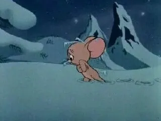 😭 Jerry Mouse Dessin animé, Souris, Froid, Neige, Triste, Hiver whatsapp sticker