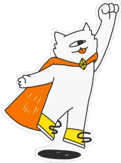 👊 kat, cartoon, sticker, illustratie, superheld, dier telegram sticker