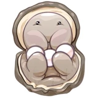 😇 huître, perles, mer, animal, mignon, coquillage telegram sticker