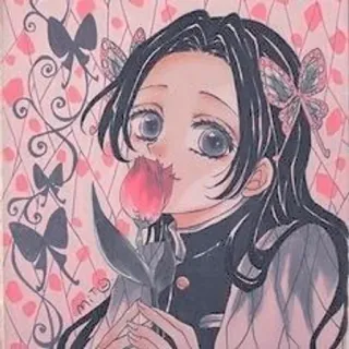 🌸 Anime, Gadis, Bunga, Kupu-kupu, Kartun, Merah Muda, Gambar, Ilustrasi whatsapp sticker