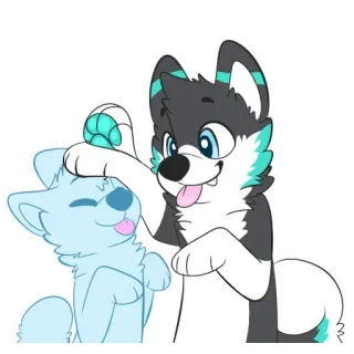 ✋ furry, husky, petting, cute, cartoon, dog, anthropomorphic, headpat telegram sticker