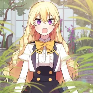 🥡 anime, cabelo loiro, uniforme, uniforme escolar, feminino, chocada telegram sticker
