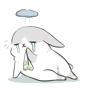 😭 smutny, królik, królik, płacz, łzy, chmura, deszcz, kreskówka telegram sticker