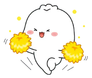 🥳 Cartoon, Cheerleading, Süß, Kawaii, Pompons, Maskottchen, Cheer telegram sticker