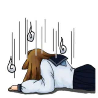 😑 dziewczyna anime, wyczerpany, przygnębiony, smutny, mundurek szkolny, emocjonalny, zmęczony telegram sticker