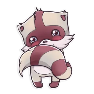 😊 procione, carino, animale, cartone animato, adesivo telegram sticker