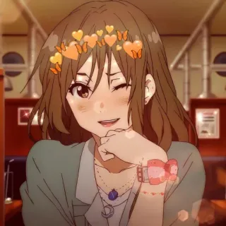 😉 anime, girl, hearts, kawaii, cartoon, cute, winking telegram sticker