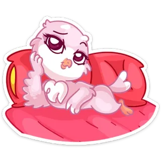 😏 птица, милый, мультик, животное, расслабленный, розовый telegram sticker