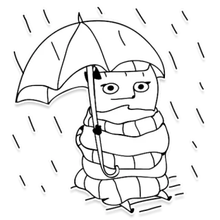 😑 adesivo, ombrello, pioggia, personaggio, sciarpa, carino whatsapp sticker