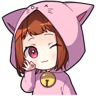 👌 Anime, Carino, Kawaii, Ochako Uraraka, My Hero Academia, Cartoni animati telegram sticker