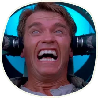 😬 Total Recall Arnold Schwarzenegger, O Vingador do Futuro, Cena de filme, Ficção científica telegram sticker