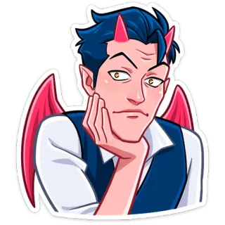 😔 devil, demon, wings, horns, man, cartoon telegram sticker