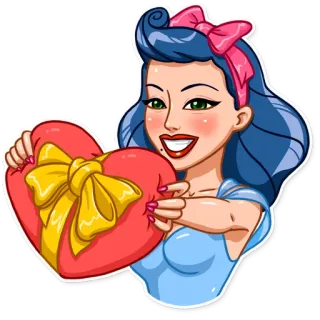 🎁 женщина, сердце, бант, любовь, день святого Валентина, мультфильм whatsapp sticker