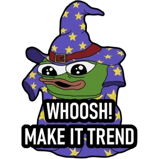 😱 Pepe the Frog WHOOSH! MAKE IT TREND żaba, czarodziej, mem, gwiazdy, popularne telegram sticker