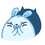 😁 兔子, 生气, 烦躁, 卡通, 蓝色 telegram sticker