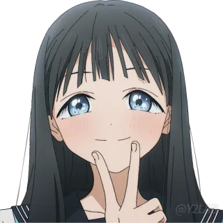 ✌ Anime, Ragazza, Segno di pace, Carino, Cartone animato whatsapp sticker