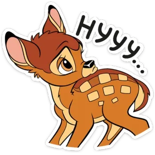 😕 Bambi Hyyy... กวาง, สัตว์, การ์ตูน, น่ารัก, แบมบี้ telegram sticker