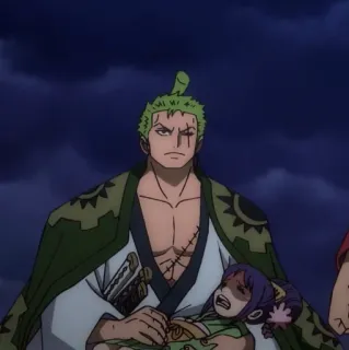 🐉 Zoro One Piece Аниме, Меч, Пират, Зеленые волосы telegram sticker