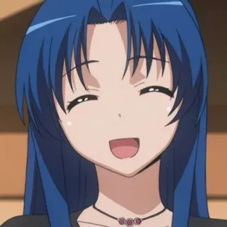 💜 anime, girl, smile, blue hair, happy telegram sticker